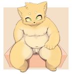  2018 anthro balls border cat digital_drawing_(artwork) digital_media_(artwork) feline flaccid green_eyes hand_on_thigh kemono looking_at_viewer male mammal navel nipples penis pururing sitting slightly_chubby small_penis smile solo young 