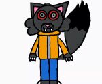 alien anthro brian_potter claws facial_tuft fur grey_body grey_fur male red_sclera ren_(brian_potter) solo standing tail