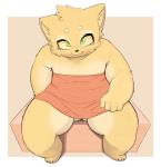  2018 anthro border cat digital_drawing_(artwork) digital_media_(artwork) feline green_eyes hand_on_thigh kemono looking_at_viewer male mammal pururing sitting slightly_chubby smile solo towel young 