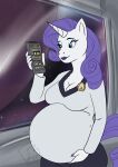 anthro big_breasts breasts cleavage clothed clothing crossover equid equine eyeshadow female friendship_is_magic hasbro hi_res horn lipstick makeup mammal my_little_pony pregnant pregnant_female purple_lipstick randomgirl1265 rarity_(mlp) solo star_trek unicorn uniform