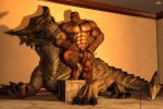 3d_(artwork) abs anthro balls claws digital_media_(artwork) dragon duo erection genitals hi_res horn humanoid humanoid_genitalia humanoid_penis looking_at_viewer m.freak male male/male pecs penis reptile scalie