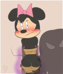 anthro anticipation bdsm blush bondage bound bow_ribbon cicciolino disney disney_comics dominant dominant_female duo female female/female hi_res magica_de_spell mammal minnie_mouse mouse murid murine nude nude_female restrained_arms restrained_legs rodent scared shadow