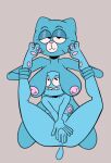 2020 anthro barely_visible_genitalia barely_visible_pussy blue_body breasts cartoon_network covering covering_crotch covering_self daughter_(lore) domestic_cat duo felid feline felis female genitals leg_grab mammal mary_senicourt mature_female mother_(lore) mother_and_child_(lore) mother_and_daughter_(lore) nicole_watterson nipples nude parent_(lore) parent_and_child_(lore) parent_and_daughter_(lore) pink_nipples pussy revolverj sagging_breasts spread_legs spreading the_amazing_world_of_gumball toony