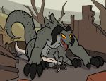  2018 anthro deathclaw dragon duo erection fallout female feral male male/female nude open_mouth outside penetration penis pussy ruins scalie sex tongue trout_(artist) vaginal vaginal_penetration video_games 