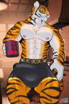 animated anthro barazoku bulge clothing epic_games felid flexing fortnite hi_res invalid_tag j450n2080 male mammal muscular oscar_(fortnite) pantherine solo throbbing tiger underwear