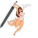 1:1 2023 5_fingers 5_toes absurd_res anthro aquilops berserk_(series) big_breasts big_nipples big_sword breasts brown_hair brown_pubes ceratopsian claws colored dialogue digital_drawing_(artwork) digital_media_(artwork) dinosaur eyelashes facial_horn feet female fingers genitals goodbye_volcano_high hair head_spikes hi_res horn humanoid_feet long_hair long_tail melee_weapon multicolored_body multicolored_scales navel nipples nose_horn nude open_mouth open_smile orange_body orange_scales ornithischian pink_nipples plantigrade pubes pussy red_eyes reptile rosa_(gvh) scales scalie simple_background smile snoot_game sodawave_(artist) solo spanish_text spiked_tail spikes spikes_(anatomy) sword tail tan_body tan_scales text toes tongue translated two_tone_body two_tone_scales weapon white_background