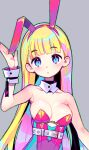  animal_ears blonde_hair blue_eyes breasts collar copyright_request hair_ornament light_blush looking_at_viewer multicolored_clothes multicolored_eyes multicolored_hair onono_imoko rabbit_ears 