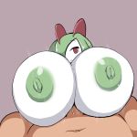  2018 areola big_breasts breasts duo erection female green_hair green_nipples hair half-closed_eyes huge_breasts human humanoid hyper hyper_breasts interspecies kirlia looking_at_viewer male male/female mammal nintendo nipples not_furry open_mouth petronoise pok&eacute;mon pok&eacute;mon_(species) pok&eacute;philia red_eyes sex simple_background titfuck video_games white_skin 