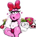  &lt;3 2017 birdo blush bow_tie breasts bulge dickgirl digital_media_(artwork) eyelashes intersex low_res mario_bros modeseven multicolored_skin navel nintendo pink_skin simple_background solo two_tone_skin video_games white_background white_skin 