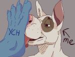 anthro bull_terrier canid canine canis digital_media_(artwork) disembodied_foot domestic_dog duo feet foot_fetish foot_lick foot_play foot_sniffing hi_res hunting_dog licking male mammal pixel_(artwork) sniffing terrier tongue tongue_out u4e u4e_(character) ych_(character)