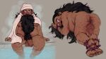  1boy all_fours anal_hair anus ass bara beard blush bound_ankles brown_hair cum cumdrip dark-skinned_male dark_skin dungeon_meshi dwarf excessive_pubic_hair facial_hair fat fat_man foreskin full_beard full_body hairy highres long_beard looking_back looking_up male_focus male_pubic_hair mature_male navel navel_hair nipples presenting pubic_hair senshi_(dungeon_meshi) sparse_arm_hair sparse_leg_hair steam thick_ass_hair thick_beard thick_eyebrows thick_mustache thick_navel_hair thighs very_long_beard xhn_(deviousxhn) 