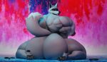 2024 3d_(artwork) 4_toes anthro areola big_butt biped butt canid canine canis death_(puss_in_boots) death_(valorlynz) digital_media_(artwork) dreamworks feet fur grey_body grey_fur hi_res huge_butt hyper hyper_butt hyper_pecs looking_back male mammal nipples nude oleanderin paws puss_in_boots_(dreamworks) rear_view simple_background smile solo thick_thighs toes wide_hips wolf