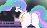  2018 anatomically_correct anatomically_correct_pussy animal_genitalia animal_pussy anus arareroll butt cutie_mark equine equine_pussy eyelashes female feral friendship_is_magic hair hi_res horn long_hair looking_at_viewer mammal multicolored_hair my_little_pony princess_celestia_(mlp) pussy smile winged_unicorn wings 