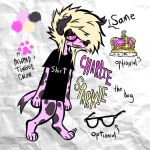 2022 alternative_fashion anthro blonde_hair canid canine canis crown domestic_dog female fur hair headgear hi_res mammal model_sheet pink_body pink_fur scene_(fashion) solo spitthesauce standing