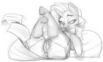  anus bigdad equine female feral friendship_is_magic garter greyscale horn looking_at_viewer mammal monochrome my_little_pony open_mouth puffy_anus pussy rarity_(mlp) smile solo thick_thighs unicorn 