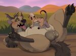 anal anal_penetration anus balls brown_body brown_fur brown_tail claws dock_(anatomy) duo eye_contact feet feral feral_on_feral feral_penetrated feral_penetrating feral_penetrating_feral foxovh fur genitals herpestid hi_res hyena interspecies looking_at_another male male/male male_penetrated male_penetrating male_penetrating_male mammal meerkat outside pawpads penetration penile penile_penetration penis_in_ass sex sharp-teeth size_difference smaller_penetrated tail tongue tongue_out