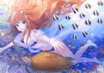  animal barefoot bikini blue_eyes bubbles fish long_hair navel orange_hair original swimsuit tagme_(artist) underwater water 