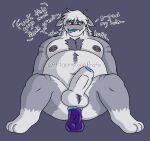 anthro anus dildo dragon foreskin genitals hornypurpproto hudson_(huddsies) male mythological_creature mythological_scalie mythology nipple_piercing nipples penis piercing puffy_anus riding scalie sex_toy slightly_chubby slime solo