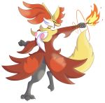 action_pose alpha_channel anthro areola blitzpitz breasts choker claws delphox eyelashes fangs female fire fur generation_6_pokemon hi_res jewelry necklace nintendo nipples pokemon pokemon_(species) pose raised_arm simple_background smile solo standing teeth transparent_background wand