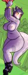  2018 ambiguous_gender anthro areola big_breasts blush breasts digital_drawing_(artwork) digital_media_(artwork) dragon embarrassed enf female hair horn lizard male mostly_nude nipples remanedur reptile scalie simple_background standing thick_thighs voluptuous wide_hips 