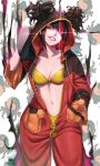  1girl aduti_momoyama alternate_color asymmetrical_bangs black_hair bra breasts capcom_cup commentary_request fingernails full-length_zipper glowing glowing_eyes gold_bra grin hair_over_one_eye hair_through_hood han_juri hand_in_pocket highres holding holding_trophy hood hood_up looking_at_viewer medium_breasts multicolored_hair nail_polish official_alternate_costume official_alternate_hairstyle onesie red_eyes red_hair red_lips red_nails short_hair short_twintails smile solo strapless strapless_bra streaked_hair street_fighter street_fighter_6 trophy twintails two-tone_hair underwear unzipped zipper 