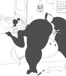  2018 all_fours anthro anus apron bear big_breasts big_butt biped body_writing bottomless breasts building butt calendar clothed clothing cum cum_on_anus duo female from_behind_(disambiguation) fur hair house huge_breasts male mammal marker nipples open_mouth overweight overweight_female panda photo pregnant presenting presenting_hindquarters pussy raised_tail rear_view sepiruth spreading tally thick_thighs tongue voluptuous wide_hips window 