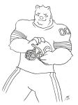  anthro armor bear black_and_white chicago_bears clothed clothing fur helmet male mammal monochrome muscular muscular_male nfl solo unknown_artist 