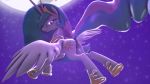  2018 absurd_res animal_genitalia anus bckiwi butt cutie_mark digital_media_(artwork) equine eyelashes feathered_wings feathers female feral flying friendship_is_magic fur hair hi_res hooves horn horse looking_at_viewer mammal multicolored_hair my_little_pony pony princess_celestia_(mlp) pussy smile solo unicorn winged_unicorn wings 