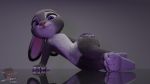  3d_(artwork) anthro breasts claws digital_media_(artwork) disney female flat_chested foot_focus fur grey_fur judy_hopps lagomorph looking_at_viewer mammal nocturnalfuzz nude paws purple_eyes rabbit solo zootopia 