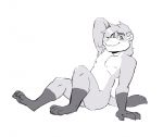  barnaby_kane convenient_censorship ferret greyscale male mammal monochrome mustelid nipples nude paws pinup pose sitting solo suggestive vasuki 