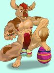 absurd_res anthro balls bodypaint brown_body colored_nails easter easter_egg genitals hair hi_res holidays humanoid lagomorph leporid male mammal nails painted_balls penis rabbit red_hair solo stain thask_sks