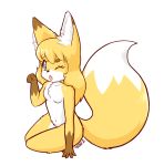  big_eyebrows blasticussaturn canine female fox inner_ear_fluff kemono looking_at_viewer mammal open_mouth simple_background sitting young 