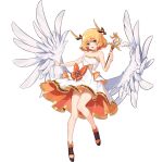  1girl angel_wings ark_order artist_request black_footwear blonde_hair bow bracelet dress dress_bow feathered_wings full_body gold_trim holding holding_wand iris_(ark_order) jewelry looking_at_viewer low_twintails multicolored_eyes official_art orange_bow purple_eyes shoes short_hair sidelocks sleeveless sleeveless_dress solo tachi-e transparent_background twintails wand white_dress white_wings wings yellow_eyes 