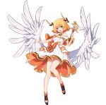  1girl angel_wings ark_order artist_request black_footwear blonde_hair bow bracelet capelet dress dress_bow feathered_wings full_body gold_trim holding holding_wand iris_(ark_order) jewelry looking_at_viewer low_twintails multicolored_eyes official_art orange_bow purple_eyes shoes short_hair sidelocks sleeveless sleeveless_dress solo tachi-e transparent_background twintails wand white_capelet white_dress white_wings wings yellow_eyes 