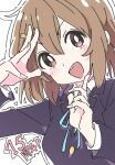  1girl :d anniversary bright_pupils hirasawa_yui ixy k-on! looking_at_viewer open_mouth school_uniform smile solo teeth upper_body upper_teeth_only v-shaped_eyebrows white_pupils 