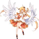  1girl angel_wings ark_order artist_request black_footwear blonde_hair bow bracelet capelet dress dress_bow feathered_wings full_body gold_trim holding holding_wand iris_(ark_order) jewelry long_hair looking_at_viewer low_twintails multicolored_eyes official_art orange_bow purple_eyes shoes sidelocks sleeveless sleeveless_dress solo tachi-e transparent_background twintails very_long_hair wand white_capelet white_dress white_wings wings yellow_eyes 