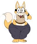  better_version_at_source canine clothing dog eyewear glasses huge_thighs mammal mr.polywoo simple_background sssonic2 tight_clothing wide_hips 