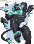 abs amon-sydonai anthro big_muscles bone bulge canid canid_demon canine cerberus_(fortnite) claws clothed clothing container cup demon detailed_bulge disembodied_head drinking_glass epic_games feet floating_head fortnite genital_outline glass glass_container glass_cup green_hair green_tongue hair hellhound hi_res living_tail long_tongue male mammal muscular mythological_canine mythological_creature mythology nipples pecs penis_outline reptile scalie serving_tray skull skull_head snake snake_tail solo tail toe_claws tongue tongue_out underwear underwear_only unusual_anatomy unusual_tail wine_glass