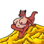 alternate_color animal_humanoid animated anthro belly big_breasts breasts breathing coin commissioned dragon dragon_humanoid female feral funnyman2 gold_(metal) gold_coin gold_jewelry horn humanoid jewelry looking_at_viewer markings mythological_creature mythological_scalie mythology overweight overweight_female red_body red_skin ring_(marking) ringed_tail scalie sitting slightly_chubby slightly_chubby_anthro slightly_chubby_female solo spot_color striped_markings striped_tail stripes tail tail_markings