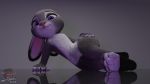  3d_(artwork) anthro breasts claws digital_media_(artwork) disney female flat_chested foot_focus fur grey_fur judy_hopps lagomorph looking_at_viewer mammal nocturnalfuzz nude paws purple_eyes rabbit solo zootopia 