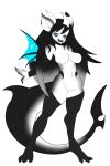  anthro big_breasts breasts dragon erzabloodred fangs featureless_breasts featureless_crotch female fish furgonomics furry-specific_piercing horn hybrid marine nude piercing shark solo undead wing_piercing wings zombie 