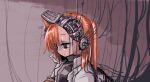  1girl a.i._voice adachi_rei android asymmetrical_bangs black_shirt brown_background brown_eyes cable closed_mouth commentary_request expressionless half_updo high_collar jacket looking_down mechanical_parts medium_hair oekaki open_clothes open_jacket orange_hair robot_ears shirt solo toushirou._(workr_tosiro) turtleneck turtleneck_shirt upper_body utau white_jacket 