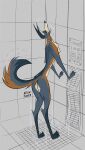 15(brewfilter) absurd_res anthro brewfilter canid canine collar collar_only dryer drying female fox grey_fox hi_res mammal nude public_shower urocyon wet wet_body