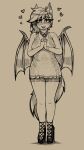 absurd_res anthro bat_pony big_breasts breasts clothing dress equid female footwear hasbro heart_symbol hi_res jewelry mammal monochrome my_little_pony necklace replica_(artist) shoes simple_background solo speck_(nukepone) wings