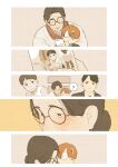  age_difference aged_down baby blush child edosumo_nin family from_side gegege_no_kitarou glasses grandmother highres kitarou kitarou_tanjou:_gegege_no_nazo medama_oyaji memories mizuki_(gegege_no_kitarou) mother_and_son parted_bangs pastel_colors picture_frame wrinkled_skin 