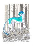  2016 anisis blue_skin feral forest solo standing traditional_media_(artwork) tree unknown_species white_skin 
