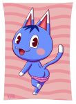  animal_crossing blue_body butt clothing domestic_cat felid feline felis female hi_res looking_at_viewer mammal nintendo open_mouth panties rosie_(animal_crossing) sl350 smile standing teasing underwear 