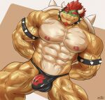  abs anthro bowser hi_res horn koopa male mario_bros muscular muscular_anthro muscular_male nintendo nipples pecs scalie shell solo turtle_shell vein veiny_muscles znoneikaga 