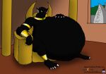  animal_humanoid anthro belly belly_fur big_belly black_panther_(character) black_panther_(marvel) chair claws felid felid_humanoid feline feline_humanoid finger_claws fur furniture gold_(metal) hand_on_belly humanoid k9manx90_(artist) king looking_at_viewer male mammal mammal_humanoid marvel marvel_cinematic_universe navel navel_outline obese obese_anthro obese_male on_throne overweight overweight_anthro overweight_male pantherine pinup pose prideful royalty smile smiling_at_viewer smirk smirking_at_viewer solo throne throne_position throne_room toe_claws unseen_prey vore yellow_eyes 