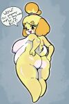  absurd_res animal_crossing anthro areola beheleaf belly big_belly big_breasts big_butt blush breasts butt canid canine canis digital_media_(artwork) domestic_dog female fur hair hi_res isabelle_(animal_crossing) mammal nintendo nipples nude open_mouth pregnant pregnant_anthro pregnant_female shih_tzu simple_background smile solo tail text toy_dog yellow_body yellow_fur 